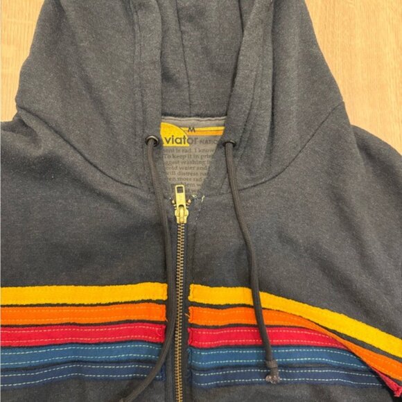 Aviator Nation Full Zip 5 Stripe Hoodie Sweater Women’s Size Medium Like New - Picture 2 of 3